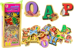 Wooden Magnets with Letters and Pictures, 26 Pieces