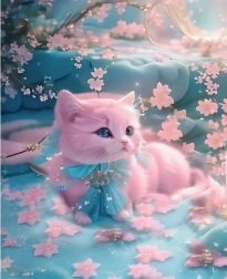 Diamond mosaic - Pink cat