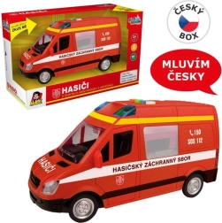 Brandweerbus met vliegwieleffect, geluid en licht