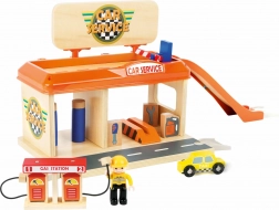 Wooden Car Workshop and Gas Station for Kids with Accessories