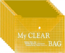 Transparente Druckknopfmappe A4, gelb – 20 Stück