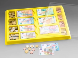 Plastic Cash Register with Euro Bills and Coins