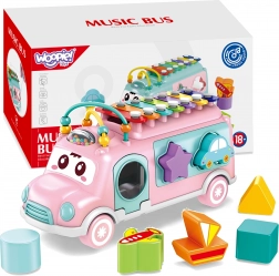 Woopie Baby musical bus – shape sorter with xylophone, pink