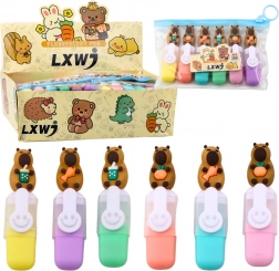 Set of Mini Highlighters Capybara Pastel Colors, 6 pcs