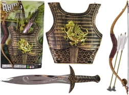 Costume da samurai per bambini con armatura dorata, arco e spada