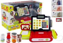 Touchscreen kids’ cash register with calculator and accessories