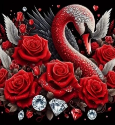 Diamond Painting Swan with Roses and Diamonds