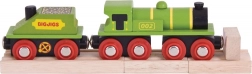 Bigjigs Rail green locomotive with tender and tracks