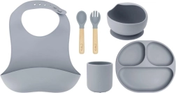Silicone Dining Set for Children MoMi AMI in Gray
