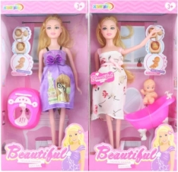 Ciężarna lalka z niemowlęciem i akcesoriami