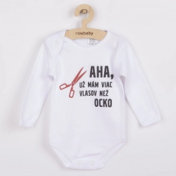 Otroško bodi z motivom New Baby – več las kot očka, dolg rokav