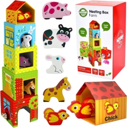 Woopie Green stacking farm cubes with figurines, 10 pieces