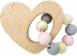 Hess hochet en bois cœur rose