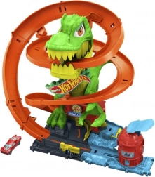 Hot Wheels City pista attorcigliata Stazione dei pompieri con T‑rex