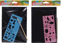 Scratch Art Picture A5 with Stencil and Stylus
