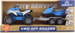 Plastic quad bike with trailer and scooter – Battery-powered quad bike with scooter