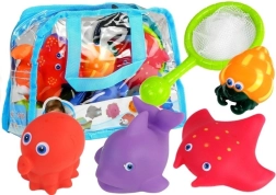 Tengeri állatfigurák fürdőjáték készlet hálóval