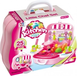 Kitchen Set in a Suitcase Shaped Like a Car for Little Chefs
