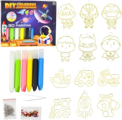 Set creativo per pittura 3D cosmo – 6 colori e 12 ciondoli