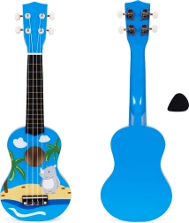 Children's wooden ukulele with 4 nylon strings and pick ECOTOYS