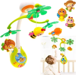 Interactive colorful crib mobile with music and animals