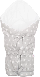 Klassieke vetersluiting-inbakerdoek New Baby Sterretjes grijs-wit