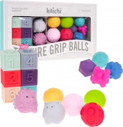 Sensorische set van foam voor kinderen 6m+ – ballen, blokken en diertjes, 16 stuks