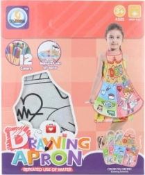 Tablier à colorier pour enfants avec surface lavable et 12 feutres