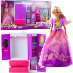 Puppe ANLILY mit Kleiderschrank und Zubehör, 24 Teile