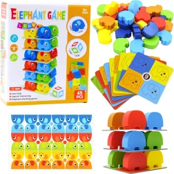 Family skill game Elephant on Elephant – tower of elephants, 46 pieces