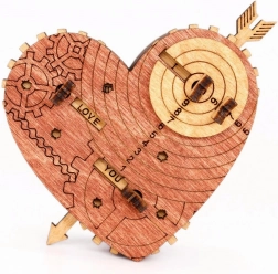 Wooden puzzle and safe in the shape of a heart