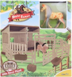 Foldable plastic horse stable with figurine
