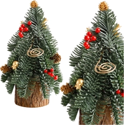 Decoratieve kerstboom op stam met rode bessen en dennenappels 38 × 15 cm