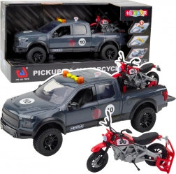 Pickup with Motorcycle with Lights and Sounds Gray 1:12 Toy