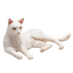 Mojo white lying cat figurine