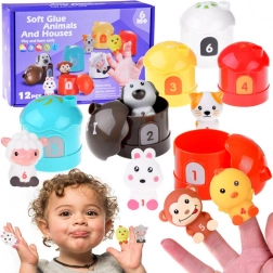 Set gumenih životinjica s kućicama i brojevima