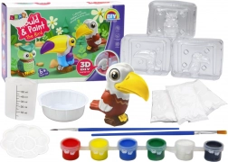 Creative Artistic Set 3D Birds Plaster and Colors