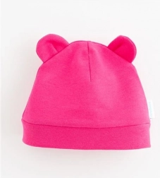 Cappellino neonato in cotone con orecchiette NEW BABY KIDS, rosa scuro