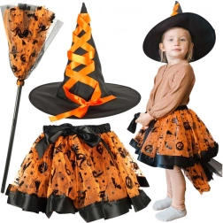 Costume da strega per bambini set 3 pezzi arancione