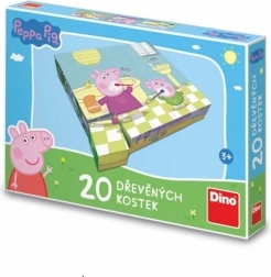 Dřevěné obrázkové kostky Peppa Pig Veselý den