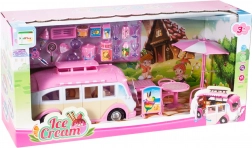 Doll Caravan Ice Cream Shop with Folding Roof and Doors