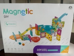 jeu de construction magnétique – circuit à billes avec entonnoir, 91 pièces