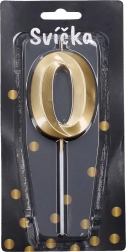 Candela per feste dorata numero 0