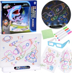 3D magisch tekenbord met LED-achtergrondverlichting, stiften en 3D-bril