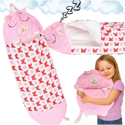 Kids’ travel sleeping bag 2-in-1 with pillow 125 × 50 cm – pink