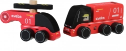 CUBIKA Firefighters – wooden toy car with helicopter
