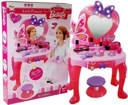 Dječji toaletni stolić sa zrcalom u obliku srca i dodacima