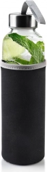 Skleněná láhev na vodu s neoprenovým obalem 490 ml černá