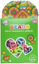 Set de perles colorées en forme de cœur avec cordon de 1 m