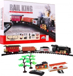 Pista ferroviaria per bambini telecomandata con luci e fumo 3+